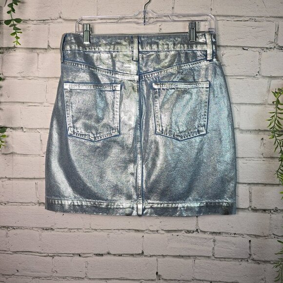 PILCRO DENIUM SKIRT METALLIC FINISH WOMENS SIZE 10 NWT - Picture 7 of 7